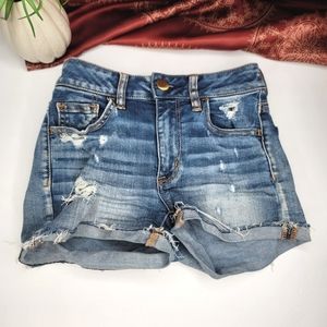 American Eagle Distressed Denim Shorts Size 00